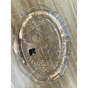 Vintage Mikasa Glass Christmas Angels Oval Platter 9” X 6.75”
